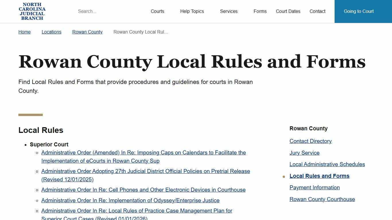 Rowan County Local Rules and Forms | North Carolina Judicial Branch